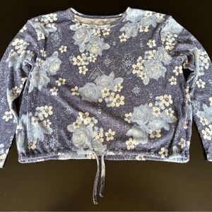Justice Blue and White Floral Kids Blouse